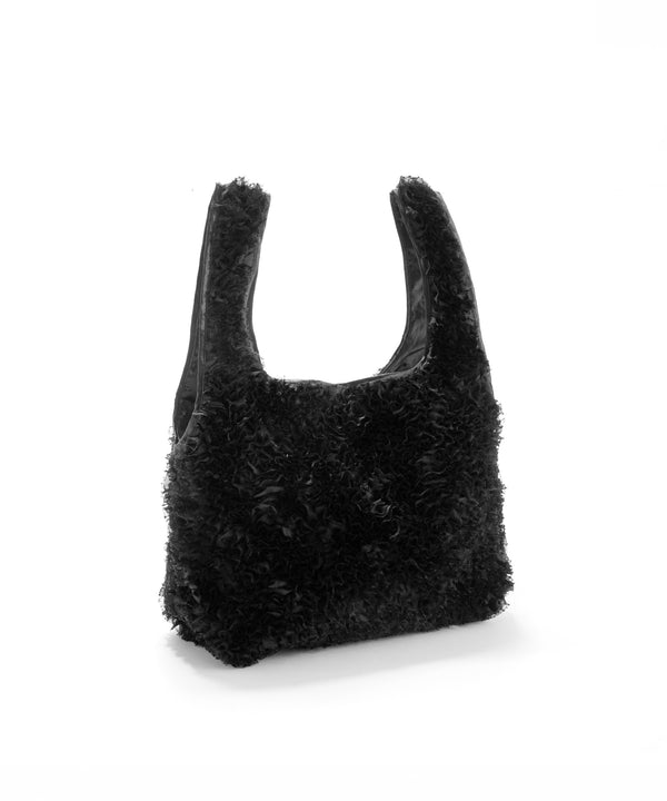 フリルリボントートバッグ BLACK