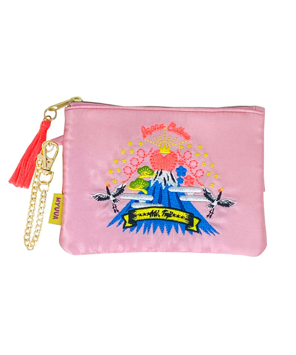 Embroidery Pouch Sukajan Mt. Fuji Pink