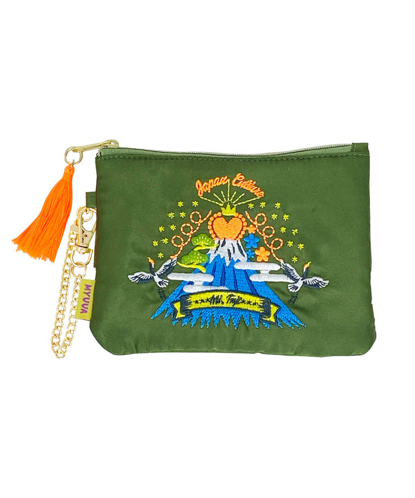 Embroidery Pouch Sukajan Mt. Fuji Green