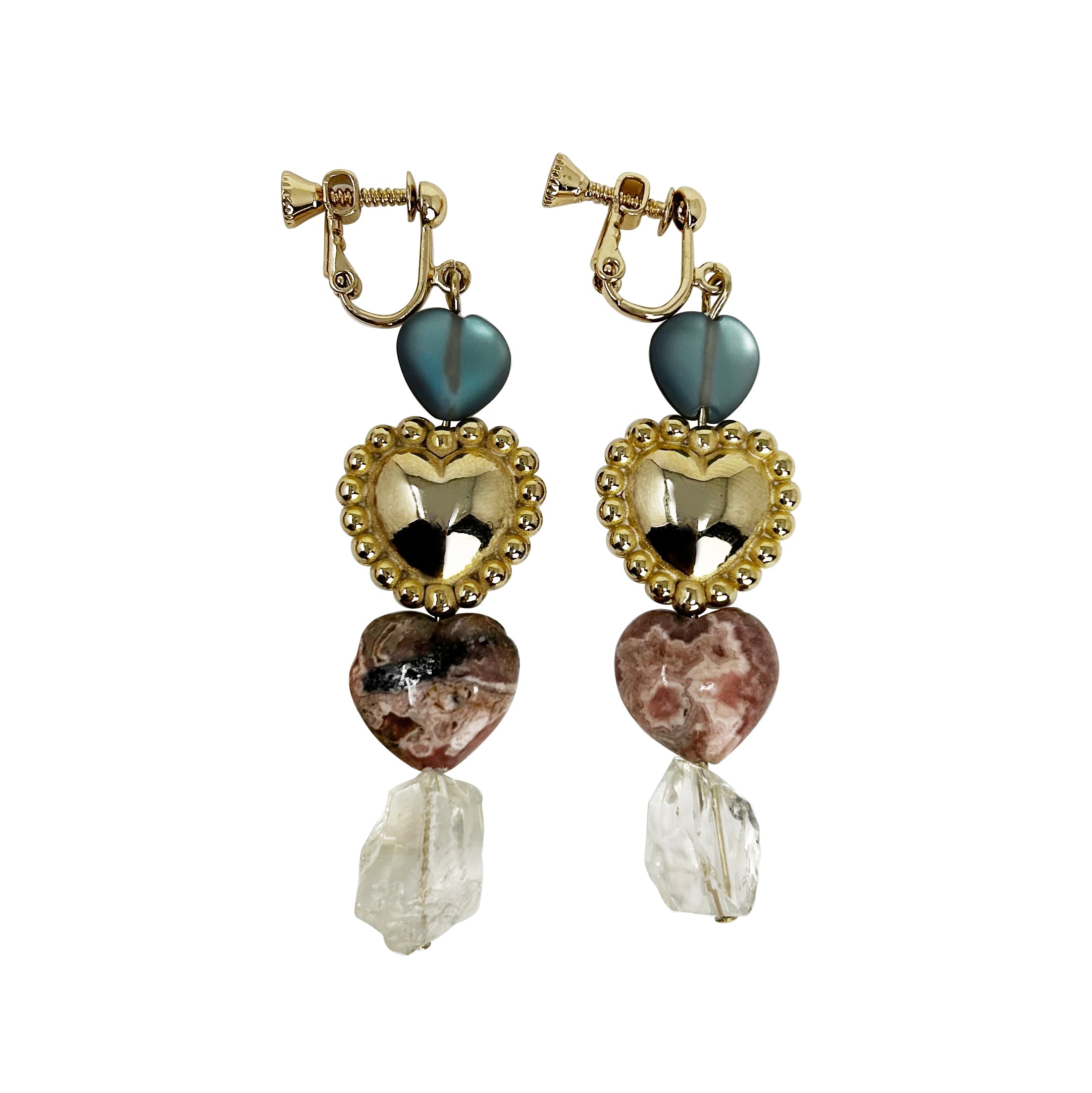 mexican amulet triple heart earrings