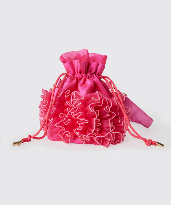 フリル巾着バッグ PINK