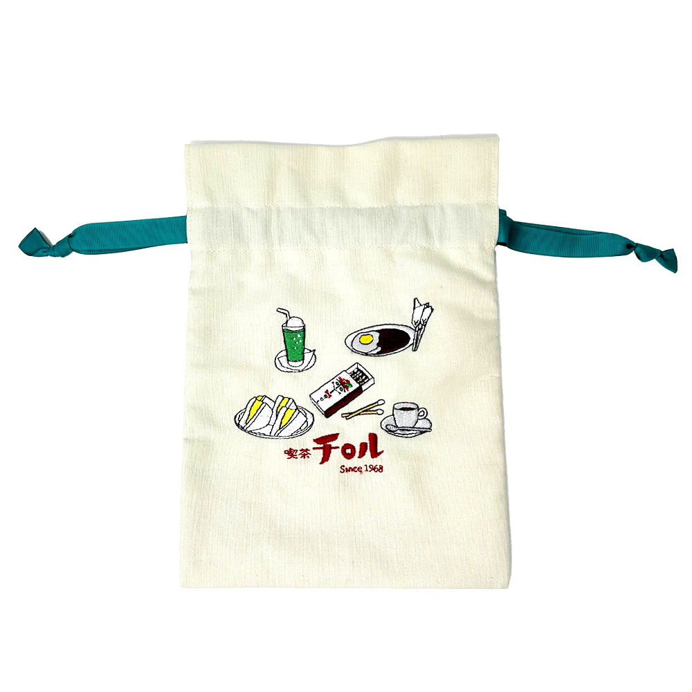 Cafe Tyrol Embroidered Drawstring Bag