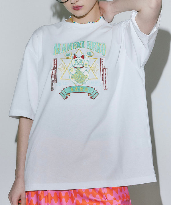 JAPAN  MANEKI NEKO T-SHIRT・WHITE