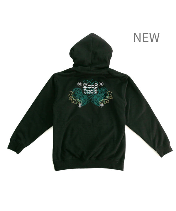 《NEW》CHINA ドラゴンGOODLUCK HOODIE BLACK