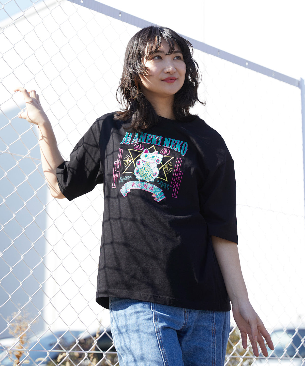JAPAN 招き猫 Tシャツ ブラック AtOn50 Official Online Store