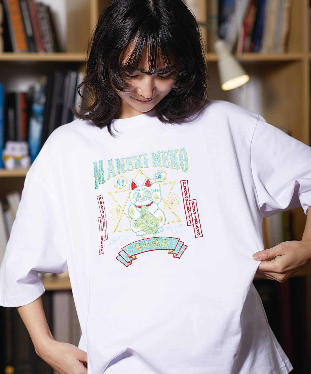JAPAN 招き猫 Tシャツ ホワイト AtOn50 Official Online Store
