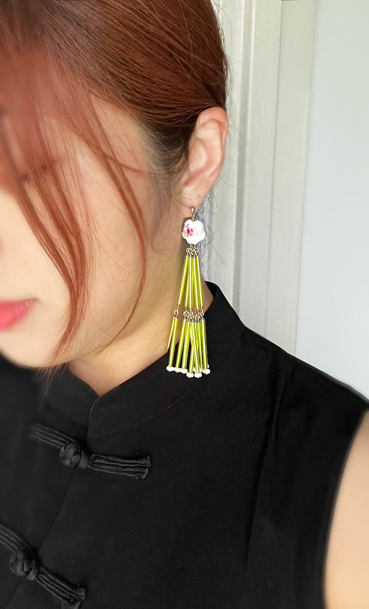 Chinese neon fringe earrings