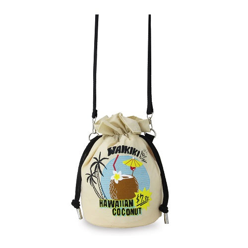 美國椰子抽繩單肩包米色