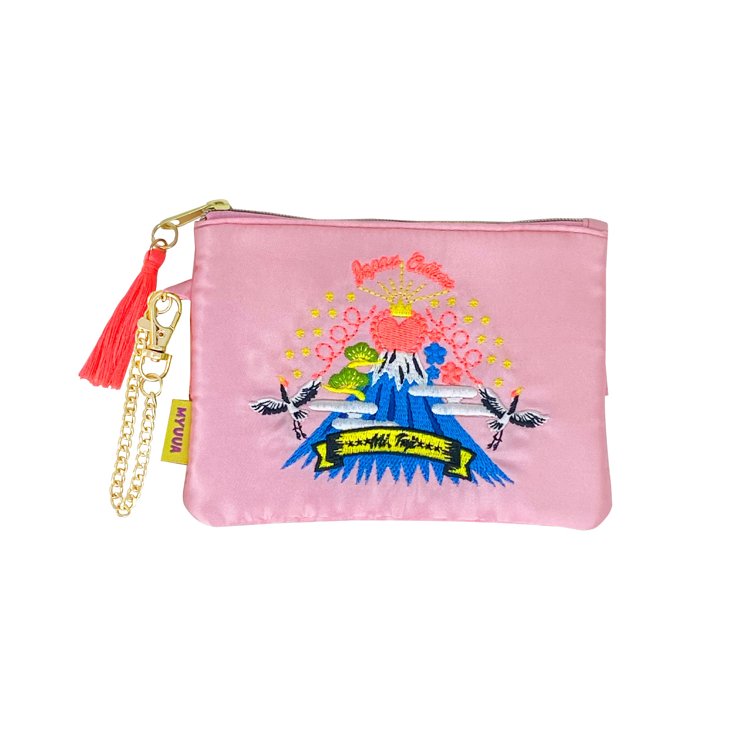 Embroidery Pouch Sukajan Mt. Fuji Pink