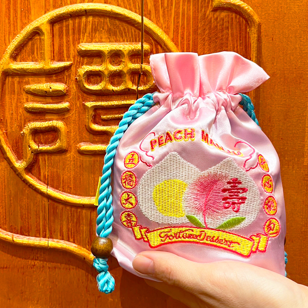 中國桃花包子刺繡零錢包